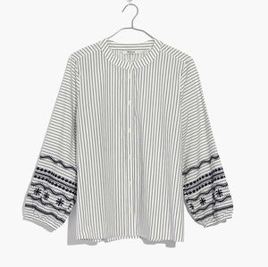 Madewell Striped Embroidered Shirt, XXS